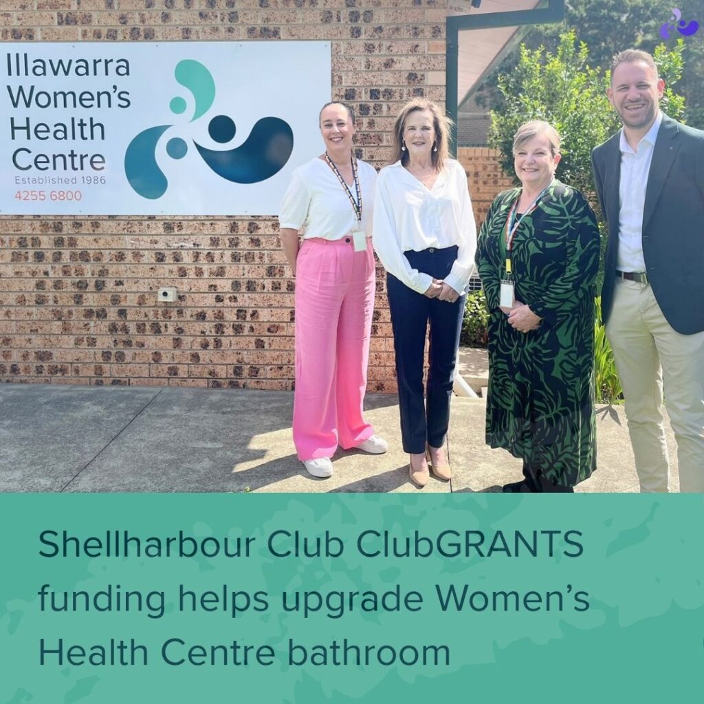 Club funding helps upgrade Women’s Health Centre bathroom More women will be able to access Illawarra Women’s Health Centre safely and with dignity,